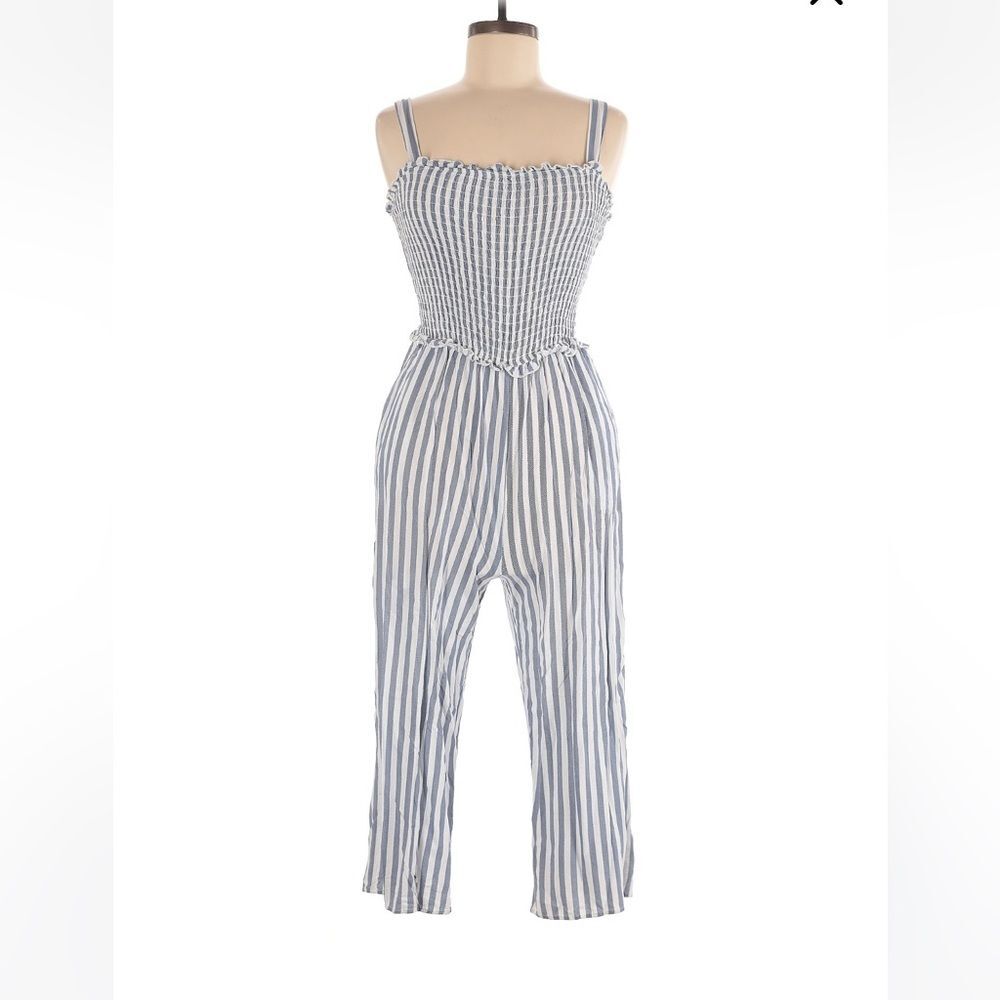 Medium Speechless Cropped Jumpsuit smocked top pinstripe